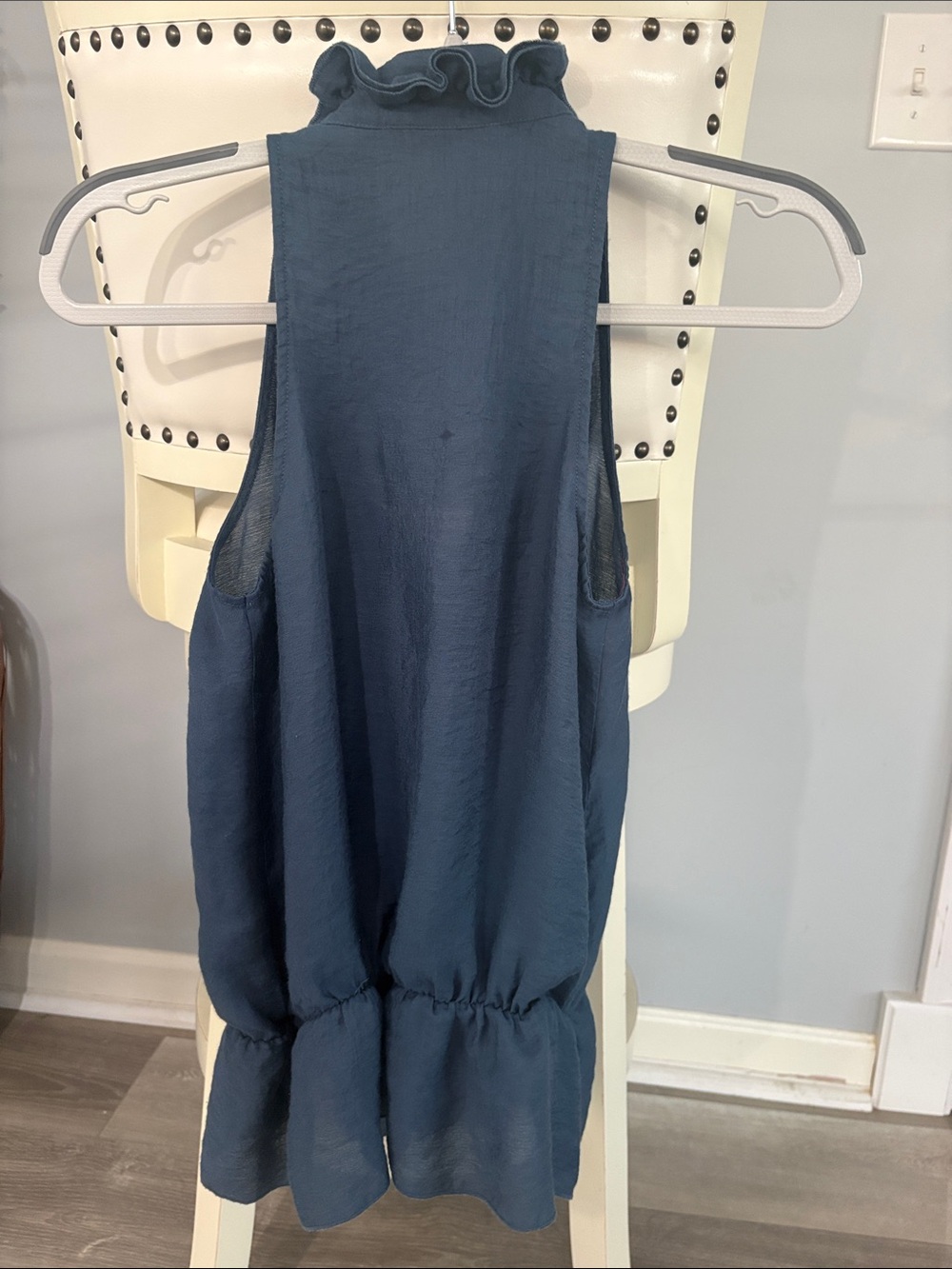 Outback Red Slate Blue Ruffle Halter Shell Top - Picture 5 of 5